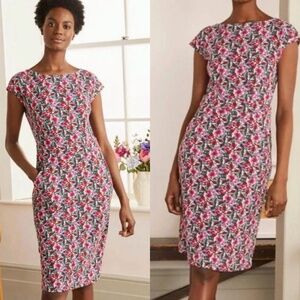 Boden Florrie Jersey Shift Dress Womens 12 Large Pockets‎ Style J0849 Boho Midi